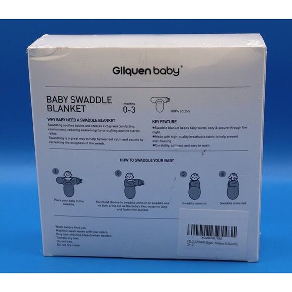 GLLQUEN BABY Swaddle Blanket 3 Pack Organic Earth Tones 0-3 Months NEW & SEALED! - Picture 3 of 7